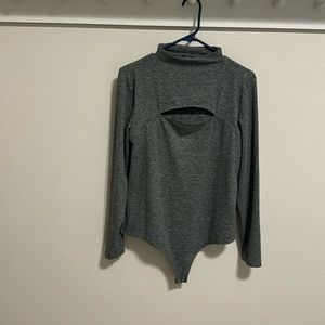 Express body contour dark gray thong body suit. Snap closure. Sz xl.